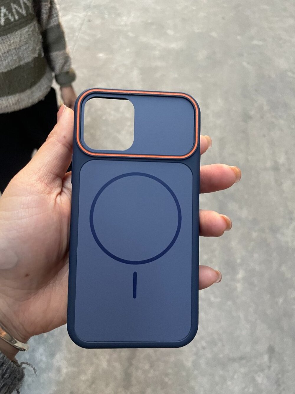 Navy MagSafe Case | Orange Ring